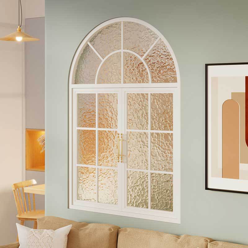 八铁法式复古玻璃窗铁艺采光平开窗户餐厅咖啡馆拱形落地窗阁楼