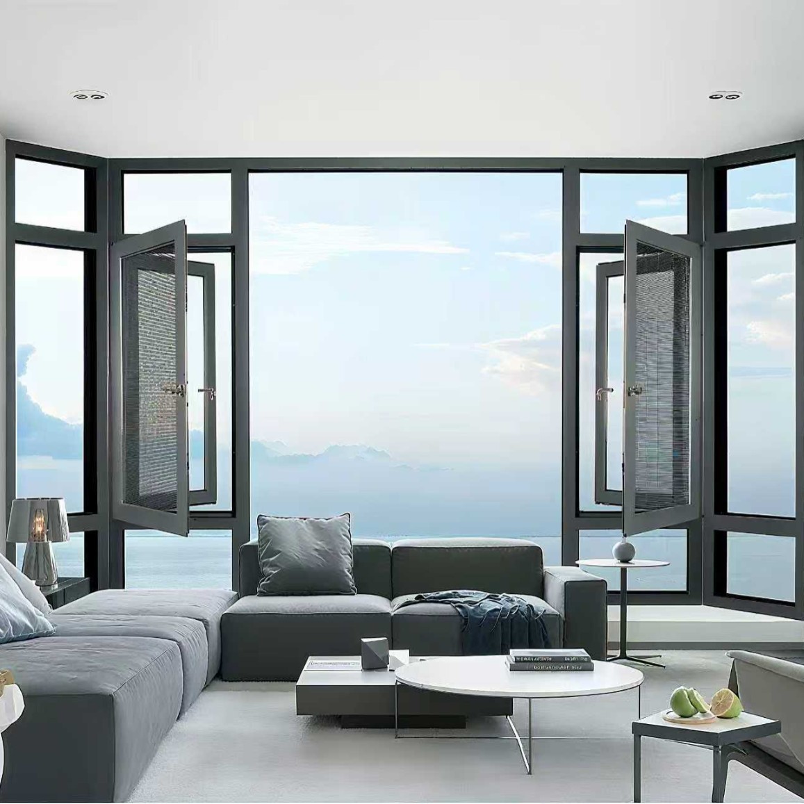 封阳台断桥铝门窗定 做钢化玻璃铝合金窗户隔音隔热平开窗轻奢风